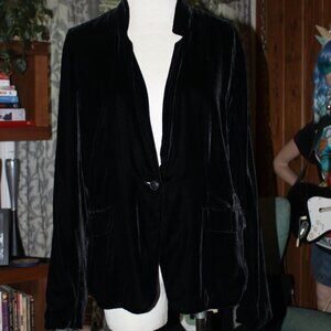 GAP Black Silk Velvet Blazer 12  Unstructured Jacket